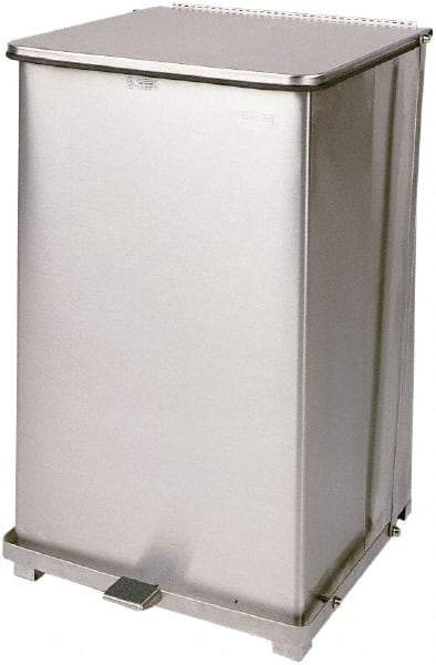 Rubbermaid - 40 Gal Square Unlabeled Trash Can - 30" High x 19" Long x 19" Wide, Stainless Steel, Steel - Apex Tool & Supply