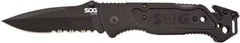 SOG Specialty Knives - 3-13/32" Blade, 8.2" OAL, Partially Serrated Clip Point Folding Knife - 4.8" Closed Length, Plastic, 1 Blade, 1 Edge - Apex Tool & Supply