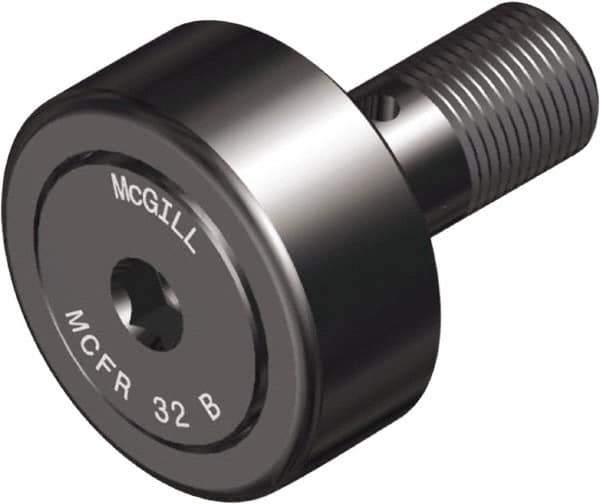 McGill - 85mm Roller Diam x 35mm Width, 30mm Stud Diam x 63mm Length, Crowned Sealed Stud Cam Follower with Hex - Steel, 32mm Thread Length, M30x1.5 Thread, 100mm OAL, 10,495 Lb Dynamic Cap, 19,694 Lb Static Cap - Apex Tool & Supply