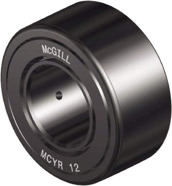 McGill - 8mm Bore, 24mm Roller Diam x 14mm Width, Steel Crowned Sealed Yoke Roller - 2,161 Lb Dynamic Load Capacity, 15mm Overall Width - Apex Tool & Supply