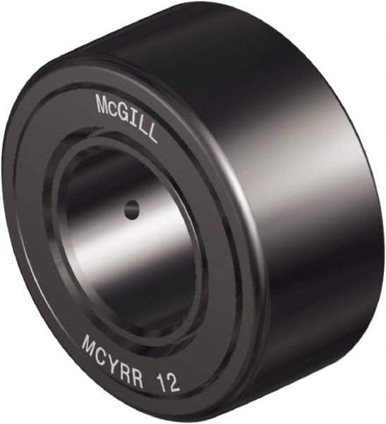 McGill - 8mm Bore, 24mm Roller Diam x 14mm Width, Steel Crowned Sealed Yoke Roller - 1,279 Lb Dynamic Load Capacity, 15mm Overall Width - Apex Tool & Supply
