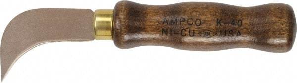 Ampco - 4-9/16" Long Blade, Nickel-Tin-Aluminum Alloy, Hooked, Linoleum Knife - 7-1/2" OAL - Apex Tool & Supply