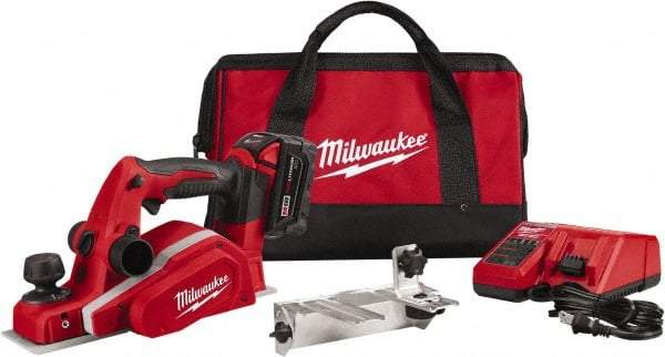 Milwaukee Tool - 18V 3-1/4" Planer - Battery, Charger, Bag and Bevel/Edge Guide, 2 Double Edge Blades Included - Apex Tool & Supply