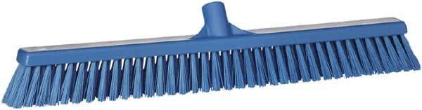 Vikan - 24" Combo Duty Polyester Push Broom - 2" Bristle Length, Plastic Block, European Threaded Handle Connection - Apex Tool & Supply