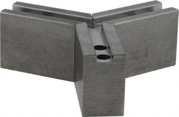 Abbott Workholding Products - 1.5mm x 60° Serrated Attachment, Square Soft Lathe Chuck Jaw - 3 Jaws, Steel, 0.7874" Btw Mount Hole Ctrs, 3" Long x 1-1/4" Wide x 2" High, 0.4724" Groove, 0.3937" & 10mm Fastener - Apex Tool & Supply