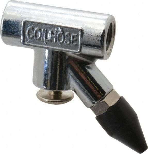 Coilhose Pneumatics - 150 Max psi Rubber Inline Blow Gun - 1/4 NPT, 3/4" Tube Length, Chrome Plated Zinc - Apex Tool & Supply