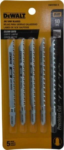 DeWALT - 4" Long, 10 Teeth per Inch, Cobalt Jig Saw Blade - Toothed Edge, 1/4" Wide x 0.06" Thick, T-Shank - Apex Tool & Supply