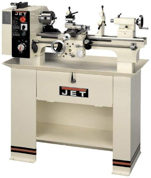Jet - 14" Swing, 40" Between Centers, 230 Volt, Single Phase Bench Lathe - 5MT Taper, 3 hp, 40 to 1,800 RPM, 1-1/2" Bore Diam, 46" Deep x 28" High x 74-5/8" Long - Apex Tool & Supply