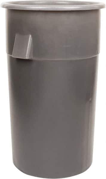 Bayhead Products - 55 Gal Gray Round Trash Can - Polyethylene, 40" High - Apex Tool & Supply