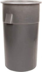 Bayhead Products - 55 Gal Gray Round Trash Can - Polyethylene, 40" High - Apex Tool & Supply