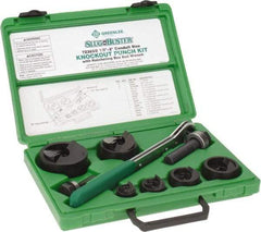 Greenlee - 16 Piece, 2" Punch Hole Diam, Manual Knockout Set - Round Punch, 10 Gage Mild Steel - Apex Tool & Supply