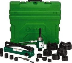 Greenlee - 20 Piece, 4" Punch Hole Diam, Hydraulic Knockout Set - Round Punch, 10 Gage Mild Steel - Apex Tool & Supply