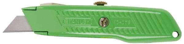 Stanley - Retractable Utility Knife - 2-7/16" Blade, Green Aluminum Handle, 3 Blades Included - Apex Tool & Supply
