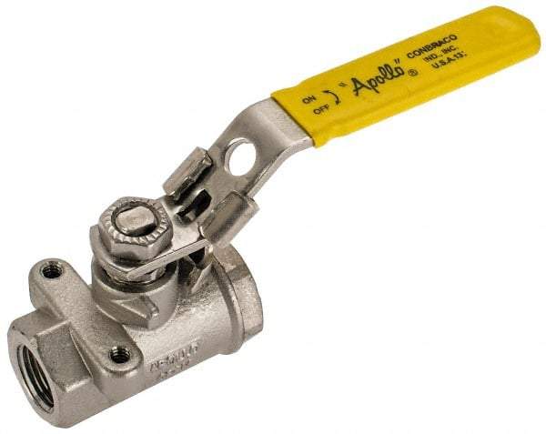 Apollo - 3/8" Pipe, Standard Port, Stainless Steel Standard Ball Valve - 2 Piece, NPT Ends, Locking Lever Handle, 600 WOG, 150 WSP - Apex Tool & Supply