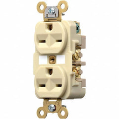 Hubbell Wiring Device-Kellems - 250 VAC 15A NEMA 6-15R Industrial Grade Ivory Straight Blade Duplex Receptacle - Apex Tool & Supply