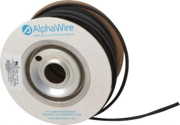Alpha Wire - 11.13mm ID, Black PET Expandable Cable Sleeve - 100' Coil Length, -103 to 257°F - Apex Tool & Supply
