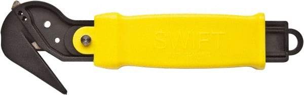 Swift Safety Cutter - Springback Safety Utility Knife - 2" Steel Blade, Yellow Nylon-6 Polyamide Handle, 1 Blade Included - Apex Tool & Supply