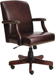 ALERA - 36-5/8 to 42-7/8" High Mid Back Chair - 26" Wide x 28" Deep, Vinyl Seat, Mahogany - Apex Tool & Supply