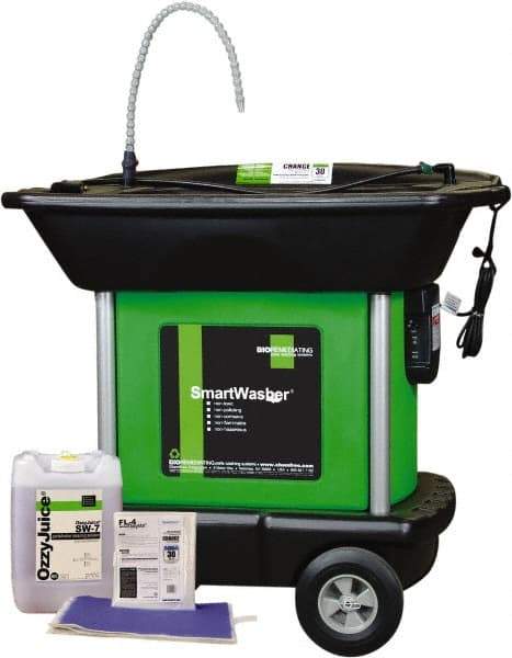 CRC - Free Standing Water-Based Mobile Parts Washer Kit - 25 Gal Max Operating Capacity, Plastic Tank, 42" Long x 48" Wide - Apex Tool & Supply