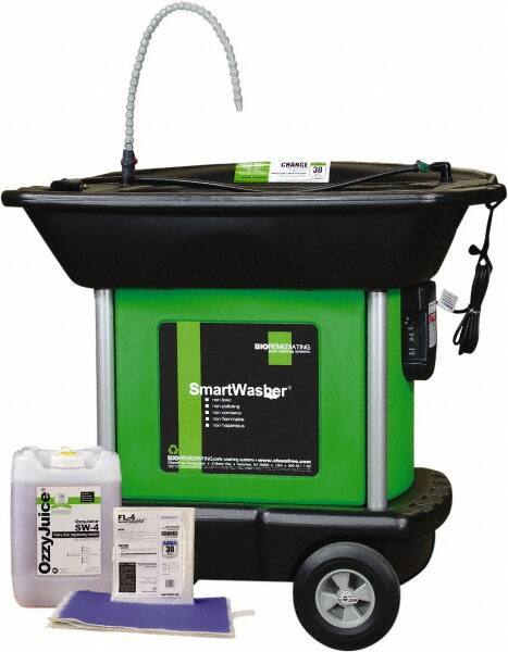 CRC - Free Standing Water-Based Mobile Parts Washer Kit - 25 Gal Max Operating Capacity, Plastic Tank, 42" Long x 48" Wide - Apex Tool & Supply