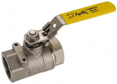 Apollo - 1-1/4" Pipe, Standard Port, Stainless Steel Standard Ball Valve - 2 Piece, NPT Ends, Locking Lever Handle, 600 WOG, 150 WSP - Apex Tool & Supply