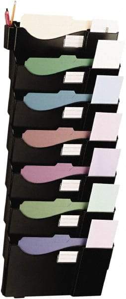UNIVERSAL - 16" Wide x 4-3/4" Deep x 8-1/2" High, 7 Compartments, Plastic Wall File - Black, 16" Compartment Width x 4-3/4" Compartment Depth x 38-1/4" Compartment Height - Apex Tool & Supply