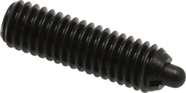 Vlier - M6 x 1.0, 0.787" Thread Length, 0.098" Plunger Projection, Steel Threaded Spring Plunger - 0.106" Max Plunger Diam, 0.787" Plunger Length, 4.05 Lb Init End Force, 11.24 Lb Final End Force - Apex Tool & Supply