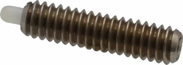 Vlier - 8-32, 5/8" Thread Length, 3/32" Plunger Projection, Stainless Steel Threaded Spring Plunger - 0.068 - 0.07" Max Plunger Diam, 5/8" Plunger Length, 2.7 Lb Init End Force, 7.3 Lb Final End Force - Apex Tool & Supply