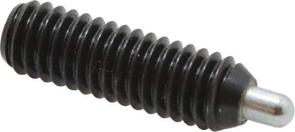 Vlier - 5/16-18, 1" Thread Length, 3/16" Plunger Projection, Steel Threaded Spring Plunger - 0.133 - 0.135" Max Plunger Diam, 1" Plunger Length, 1.5 Lb Init End Force, 4.5 Lb Final End Force, 0.093" Hex - Apex Tool & Supply
