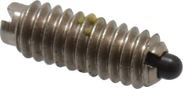 Vlier - 8-32, 7/16" Thread Length, 0.052" Plunger Projection, Steel Threaded Spring Plunger - 0.07" Max Plunger Diam, 0.437" Plunger Length, 1.5 Lb Init End Force, 4.75 Lb Final End Force - Apex Tool & Supply