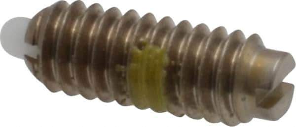 Vlier - 8-32, 7/16" Thread Length, 0.052" Plunger Projection, Stainless Steel Threaded Spring Plunger - 0.07" Max Plunger Diam, 0.437" Plunger Length, 1.5 Lb Init End Force, 4.75 Lb Final End Force - Apex Tool & Supply