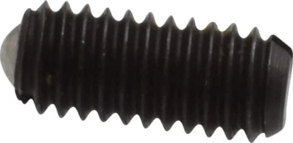 Vlier - M4x0.7, 2.5mm Ball Diam, 9mm Body Length, 0.8mm Max Ball Reach, Threaded Ball Plunger - Steel Body, Steel Ball, 0.9 Lb Initial End Force, 2.25 Lb Final End Force, Locking Element - Apex Tool & Supply