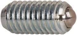 Vlier - M8x1.25, 5mm Ball Diam, 16mm Body Length, 1.5mm Max Ball Reach, Threaded Ball Plunger - Steel Body, Steel Ball, 1.12 Lb Initial End Force, 2.25 Lb Final End Force - Apex Tool & Supply