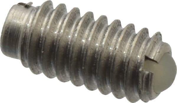 Vlier - 8-32, 0.094" Ball Diam, 0.344" Body Length, 0.025" Max Ball Reach, Threaded Ball Plunger - Stainless Steel Body, Nylon Ball, 0.5 Lb Initial End Force, 1.25 Lb Final End Force - Apex Tool & Supply