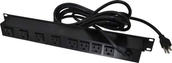 Wiremold - 8 Outlets, 120 Volts, 15 Amps, 15' Cord, Power Outlet Strip - Rack Mount, 5-15 NEMA Configuration, 19" Strip, CSA Certified, UL Recognized - Apex Tool & Supply