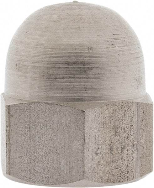 Value Collection - M18x2.5 Metric Coarse, 27mm Width Across Flats, Uncoated, Stainless Steel Acorn Nut - 30mm Overall Height, Austenitic A2, DIN 1587 - Apex Tool & Supply