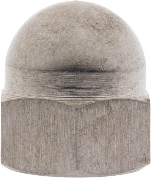 Value Collection - M22x2.5 Metric Coarse, 34mm Width Across Flats, Uncoated, Stainless Steel Acorn Nut - 36mm Overall Height, Austenitic A2, DIN 1587 - Apex Tool & Supply