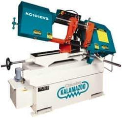 Clausing - 9 x 14-1/2" Max Capacity, Manual Step Pulley Horizontal Bandsaw - 75, 121, 190, 305 SFPM Blade Speed, 110/220 Volts, 45°, 1.5 hp, 1 Phase - Apex Tool & Supply