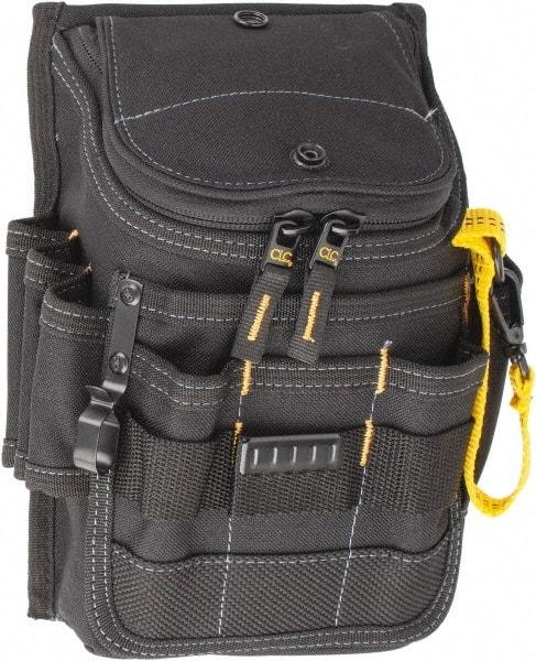 CLC - Medium Ziptop General Purpose Utility Pouch - Polyester, Black, 7-3/4" Wide x 9-3/4" High, Clip on or Through Belt - Apex Tool & Supply