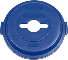 Rubbermaid - Round Lid for Use with 32 Gal Round Recycle Containers - Blue, Plastic, For 2632 Brute Trash Cans - Apex Tool & Supply
