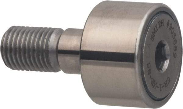 Accurate Bushing - 1-3/4" Roller Diam x 1" Width, 3/4" Stud Diam x 1-3/4" Length, Sealed Stud Cam Follower with Hex - Stainless Steel, 7/8" Thread Length, 3/4-16 Thread, 2-3/4" OAL, 4,470 Lb Dynamic Cap - Apex Tool & Supply