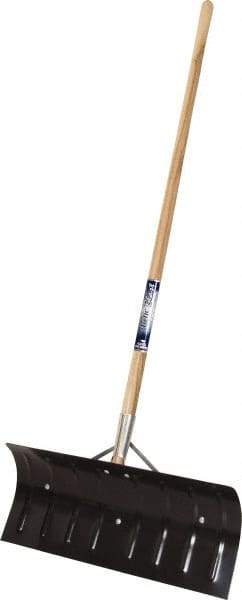 True Temper - 24 Inch Wide Blade x 11 Inch High Blade Pusher Snow Shovel - 45 Inch Long Wood Handle - Apex Tool & Supply