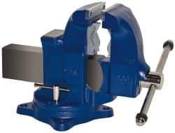 Gibraltar - 5" Jaw Width x 7-1/2" Jaw Opening Capacity, 6" Throat Depth, Bench & Pipe Combination Vise - 1/8 to 4-1/2" Pipe Capacity, Swivel Base, Bolt Down Attachment, Ductile Iron - Apex Tool & Supply