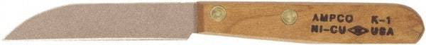 Ampco - 3-1/8" Long Blade, Nickel-Tin-Copper Alloy, Fine Edge, Fixed Blade Knife - 6.75" OAL, Wood Handle - Apex Tool & Supply