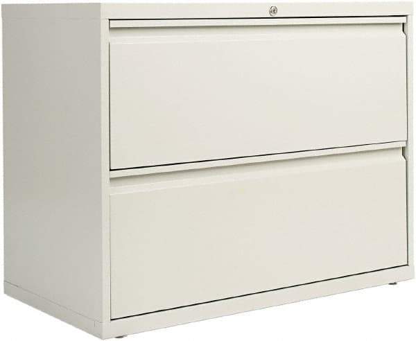 ALERA - 36" Wide x 29" High x 19-1/4" Deep, 2 Drawer Lateral File with Lock - Steel, Light Gray - Apex Tool & Supply