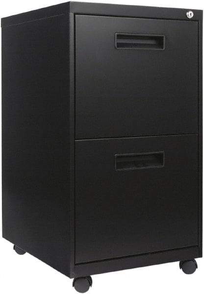 ALERA - 16" Wide x 28-1/2" High x 19.2" Deep, 2 Drawer Mobile Pedestal - Steel, Black - Apex Tool & Supply
