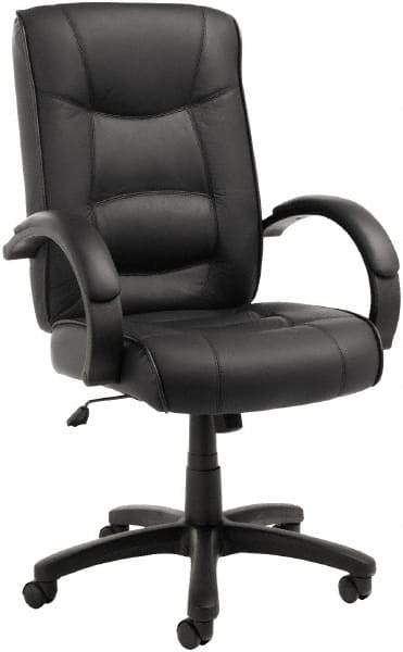 ALERA - 28-1/8" High Office/Managerial/Executive Chair - 21" Wide x 21" Deep, Top-Grain Leather Seat, Black - Apex Tool & Supply