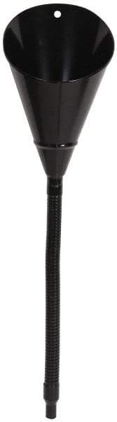 Value Collection - 2 Qt Capacity Steel Funnel - 1/2" Tip OD, 17" Flexible Spout, Black - Apex Tool & Supply