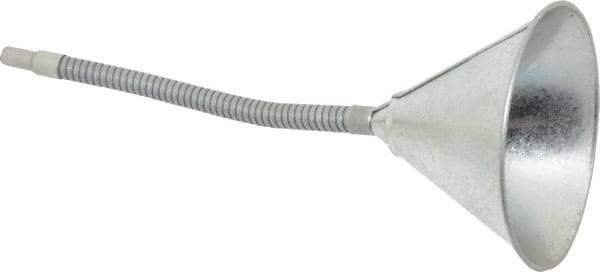 Value Collection - 1 Qt Capacity Steel Funnel - 6" Mouth OD, 9/16" Tip OD, 12" Flexible Spout - Apex Tool & Supply
