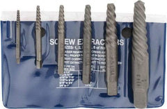 Cleveland - 6 Piece Spiral Flute Screw Extractor Set - Screw Range 3/16 to 1" - Apex Tool & Supply